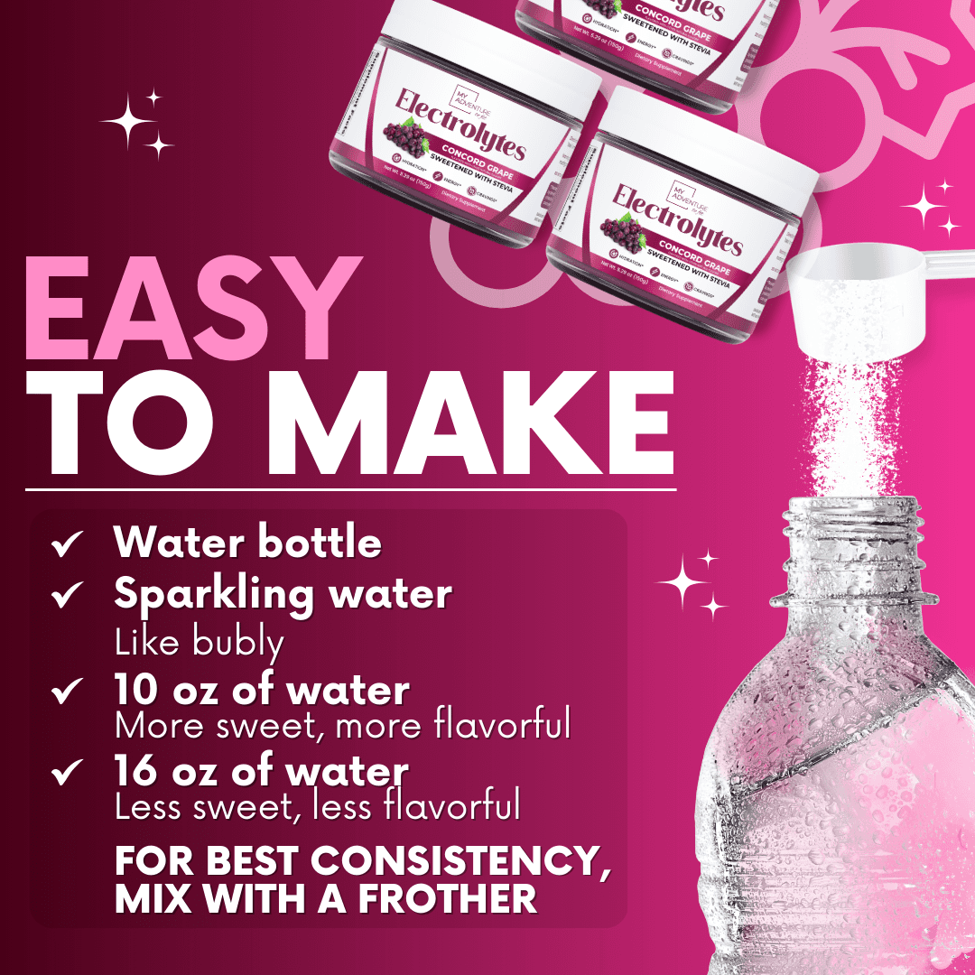 Grape Electrolytes Powder My Adventure to Fit Tiffany Plate Sugar Free Hydration Drink Mix water