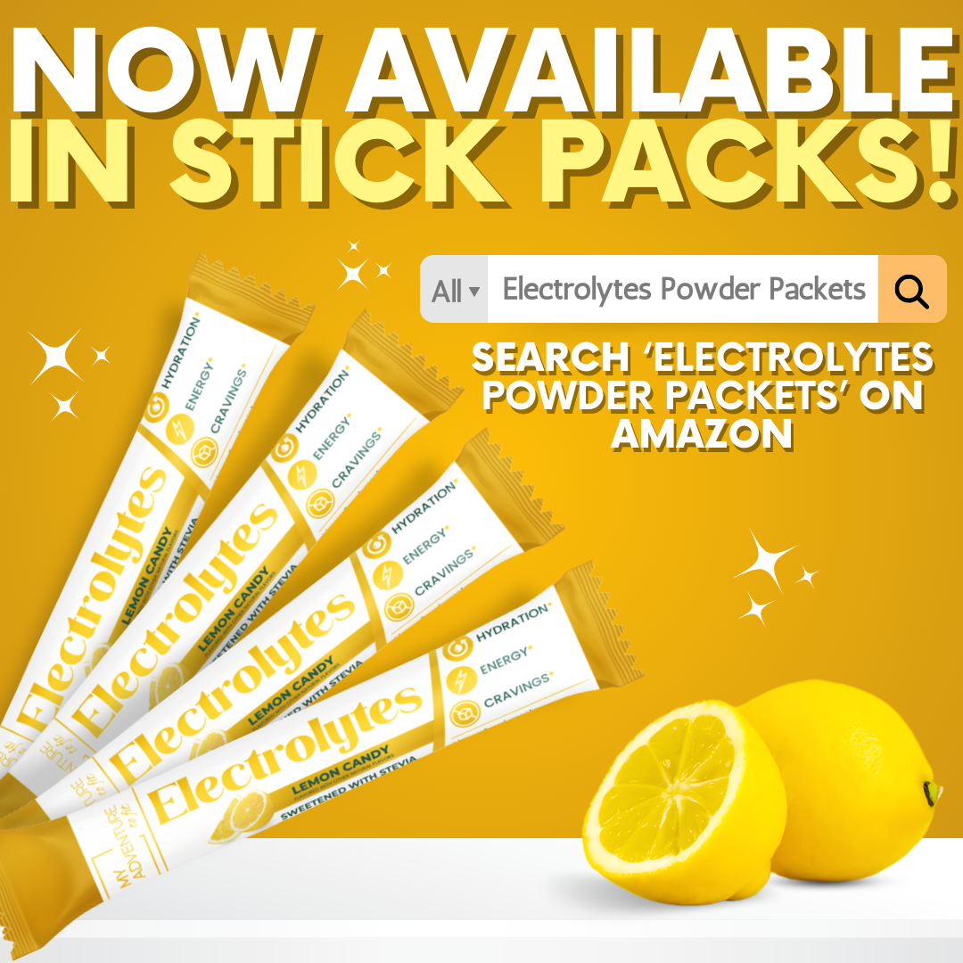 Lemon Candy Electrolytes Powder Stick Pack - 30 Servings - Zero Sugar - No Artificial Flavors, Colors or Sweeteners - 15 Sticks - 2-8X More Potassium - No Salty Taste - Refreshing Hydration - Caffeine Free Energy - Vegan, Keto & Paleo