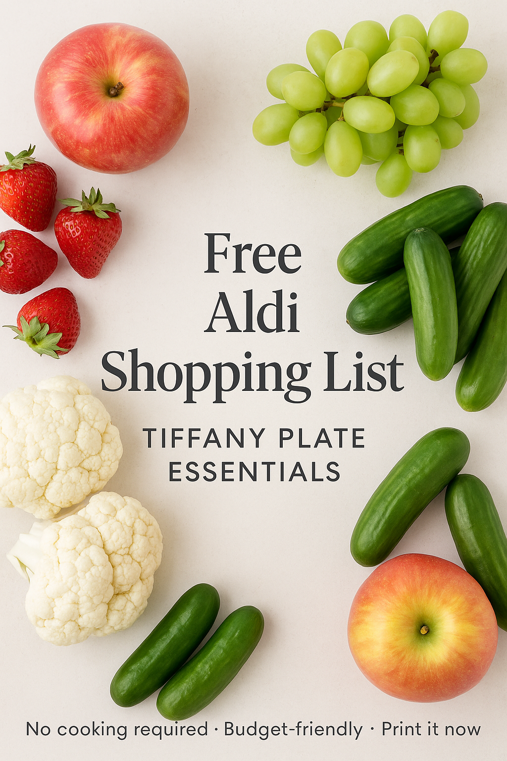 Free Aldi Grocery List for Tiffany Plates (Downloadable PDF)