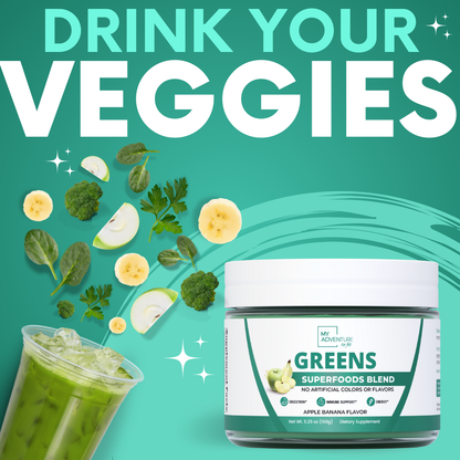 Apple Banana Greens Superfood Blend – Daily Greens Powder with Inulin Prebiotic for Gut Health & Digestion, Zero Sugar