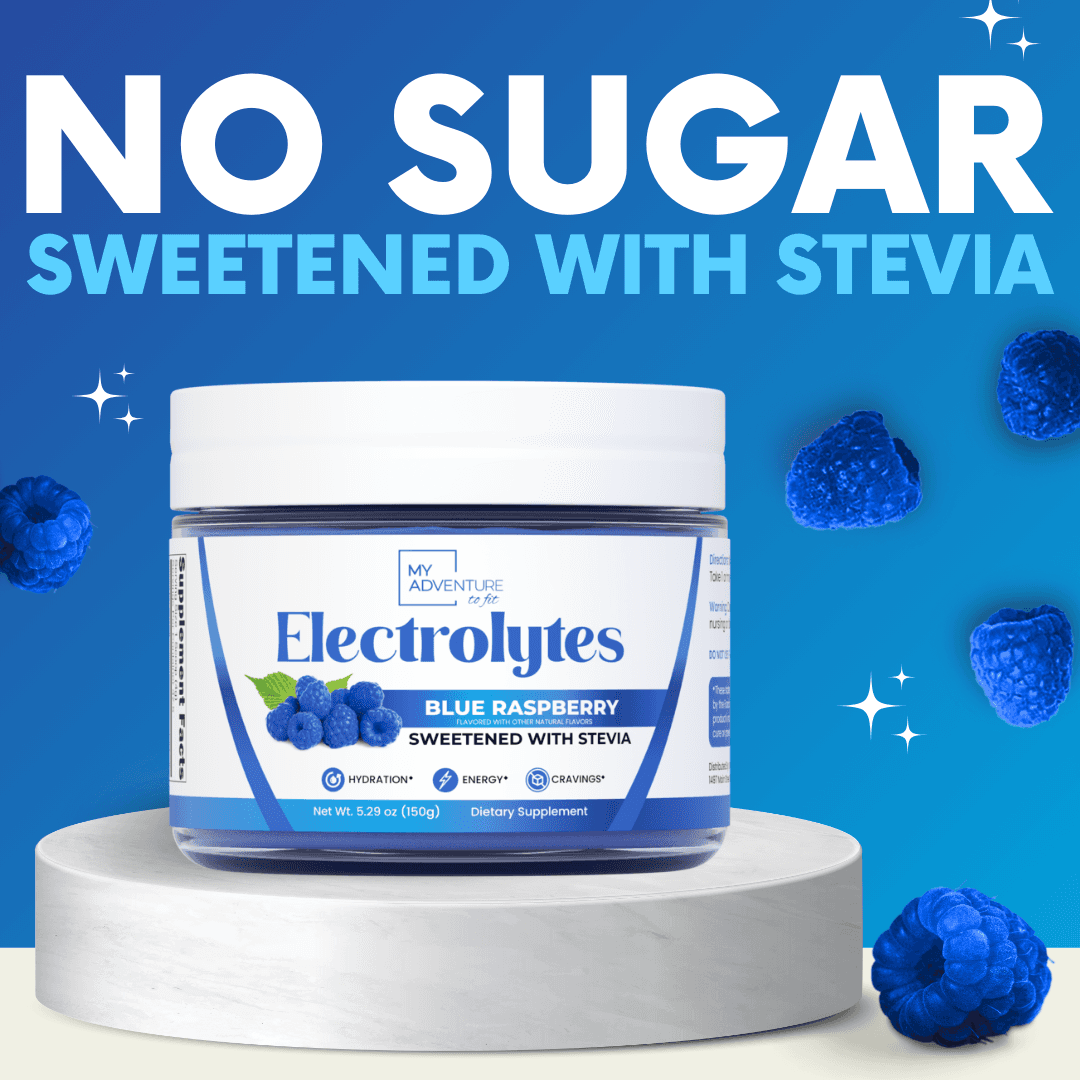Blue Raspberry Electrolytes My Adventure to Fit Canister Tiffany Plate Tiktok Hydration Powder Drink Sugar Free 