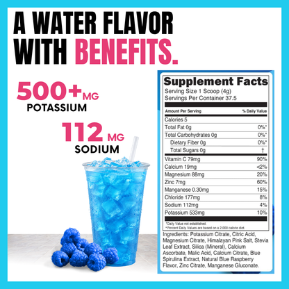 Blue Raspberry Electrolytes | ZERO SUGAR Hydration | 37 Servings