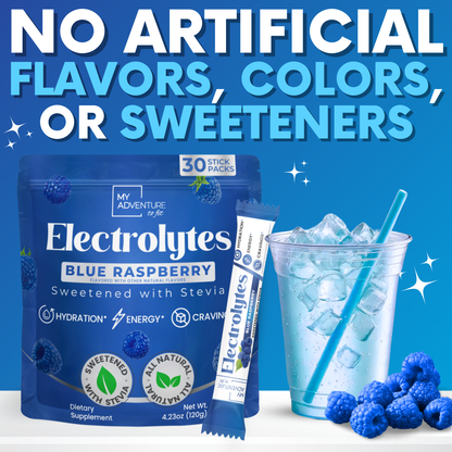 Blue Raspberry Electrolytes – 15 Ct. Stick Packs | Zero Sugar Hydration