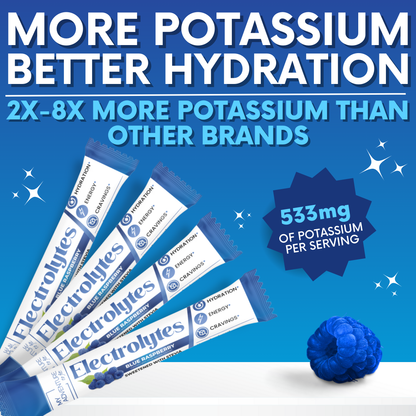 Blue Raspberry Electrolytes – 15 Ct. Stick Packs | Zero Sugar Hydration