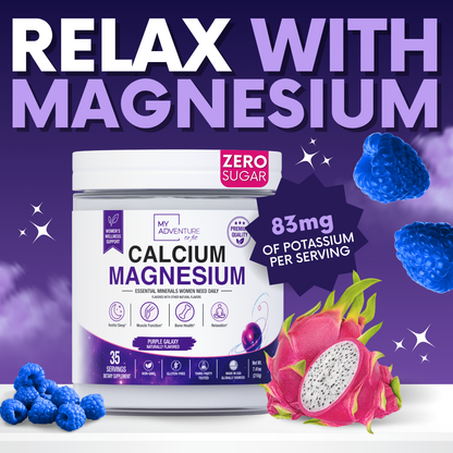RELAXING DRINK MIX Stress & Cramp Support | Purple Galaxy Calcium & Magnesium | ZERO SUGAR | 35 Servings