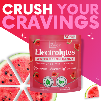 Watermelon Candy Electrolytes – Stick Packs 30 Ct | Zero Sugar Hydration