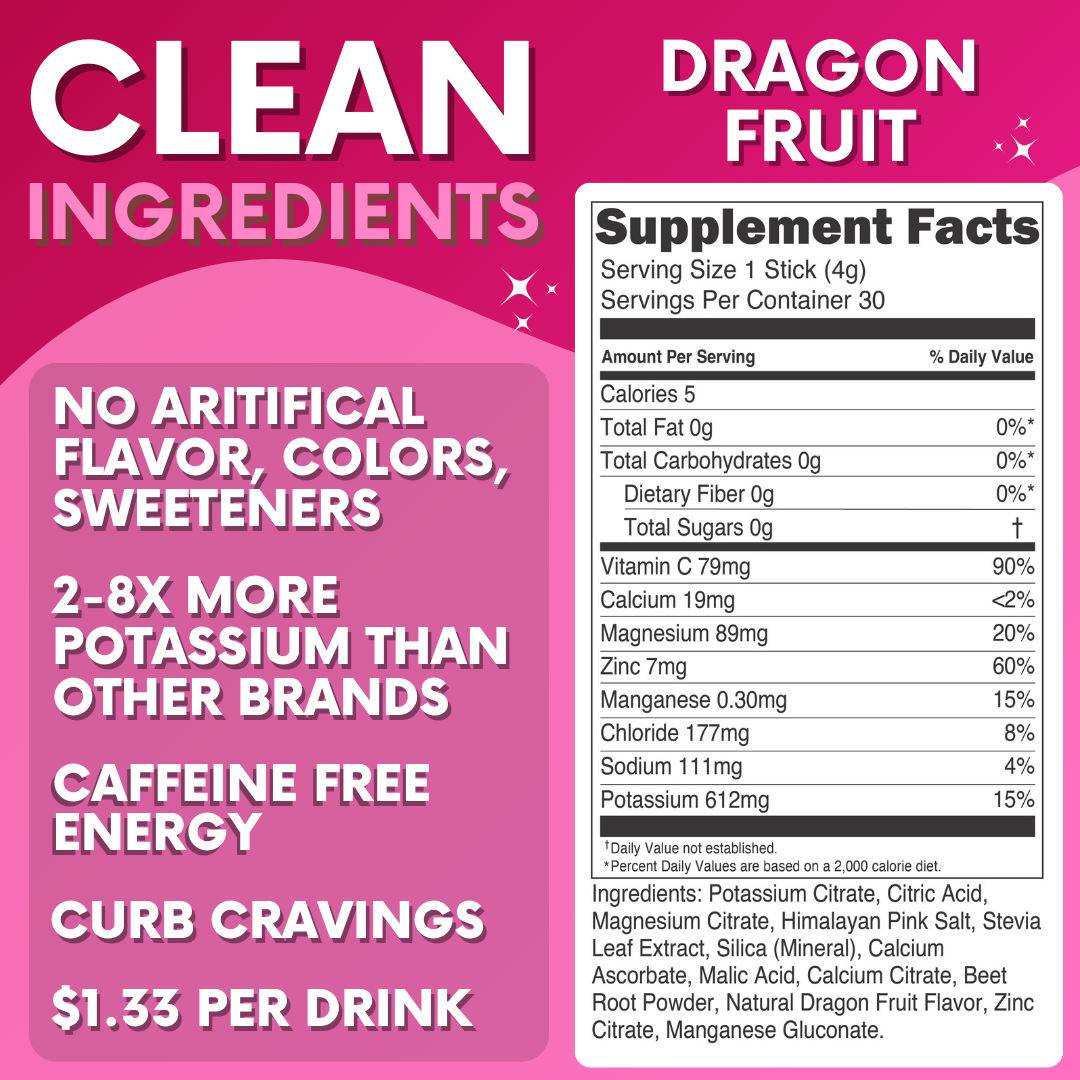 Electrolytes - Dragon Fruit 30 Count Sticks