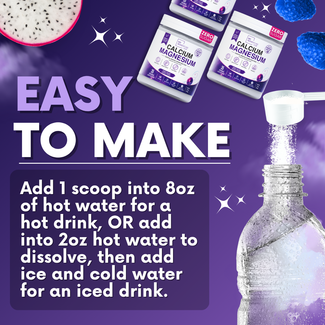 RELAXING DRINK MIX Stress & Cramp Support | Purple Galaxy Calcium & Magnesium | ZERO SUGAR | 35 Servings