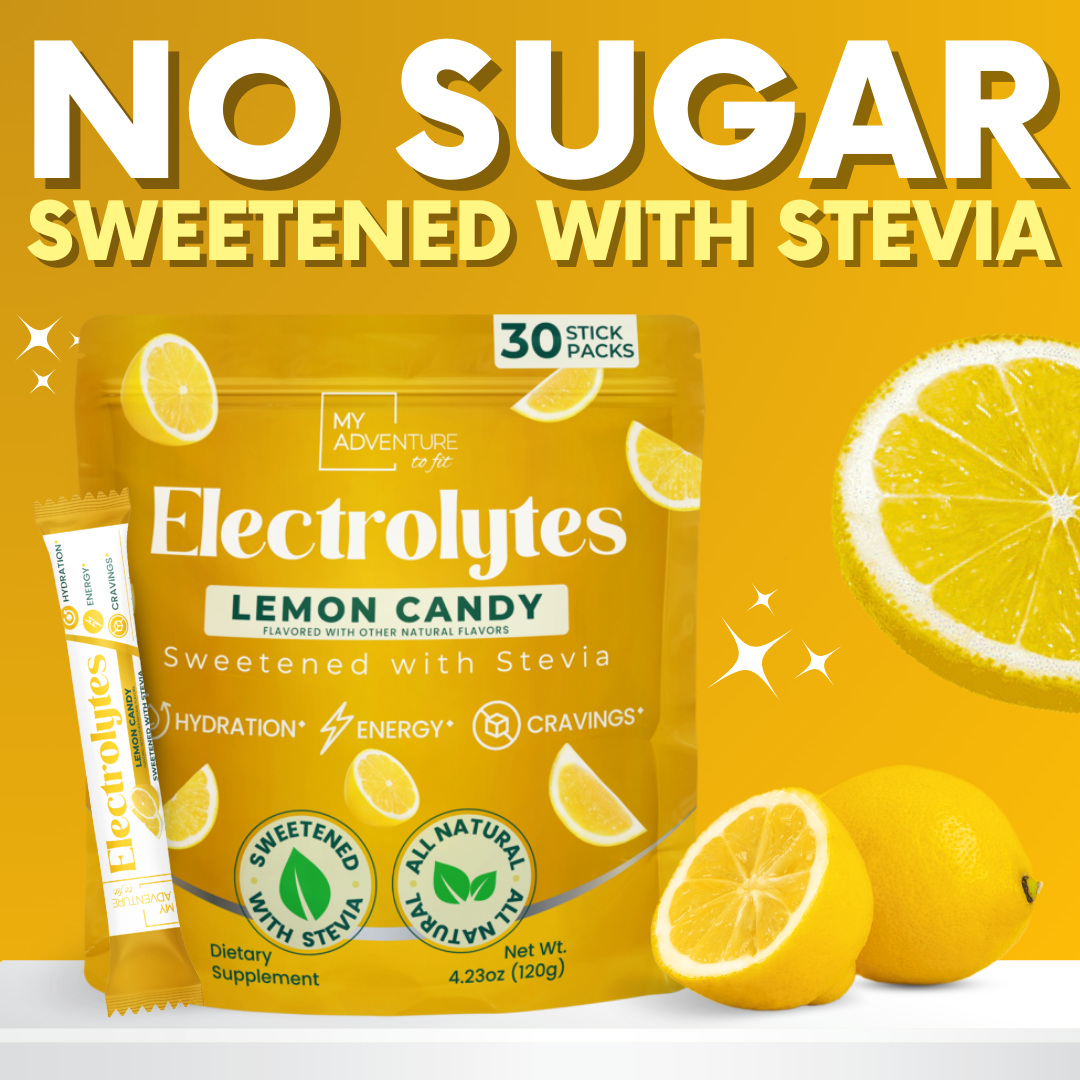 Lemon Candy Electrolytes Powder Stick Pack - 30 Servings - Zero Sugar - No Artificial Flavors, Colors or Sweeteners - 15 Sticks - 2-8X More Potassium - No Salty Taste - Refreshing Hydration - Caffeine Free Energy - Vegan, Keto & Paleo