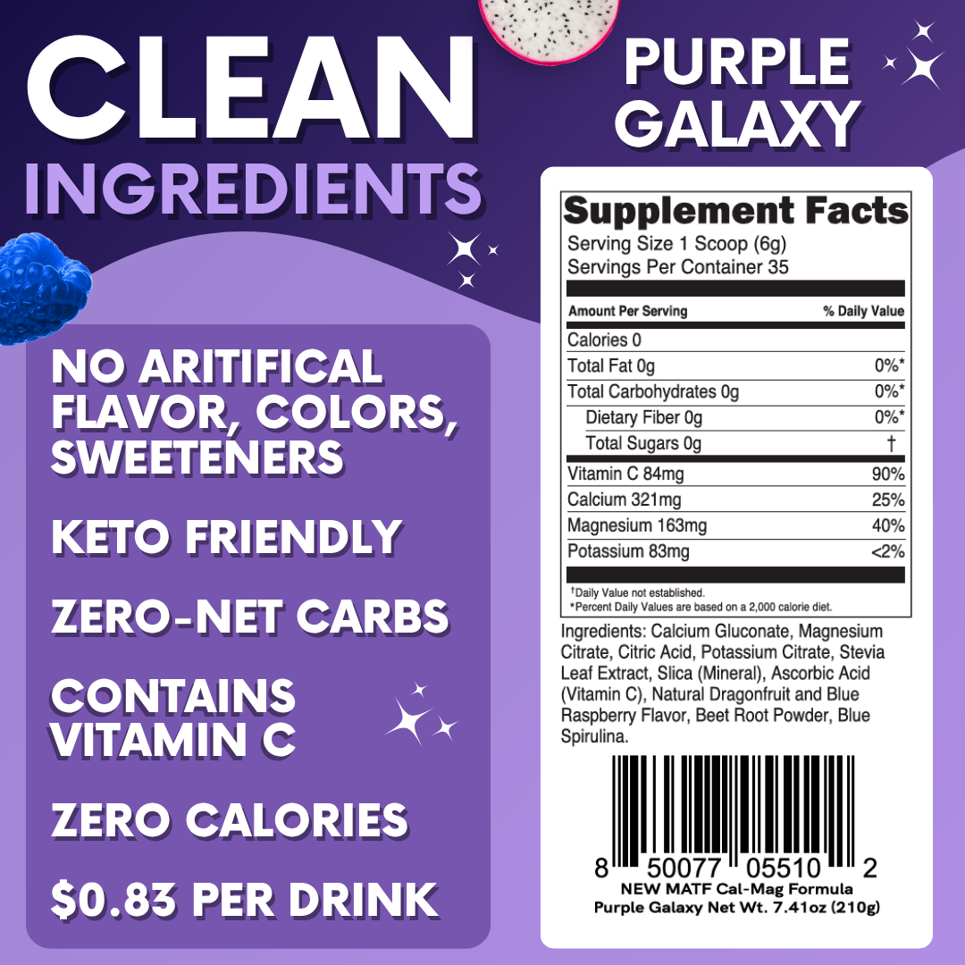 Purple Galaxy Calcium Magnesium - 35 Servings | Zero Sugar - Stress & Cramp Support