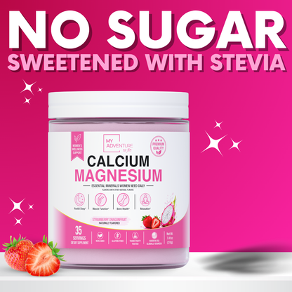 Strawberry Dragon Fruit Calcium Magnesium - 30 Servings | Zero Sugar Stress & Cramp Support