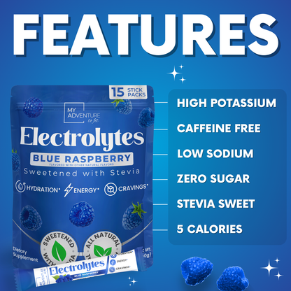 Electrolytes - Blue Raspberry Stick Packs - 15 count