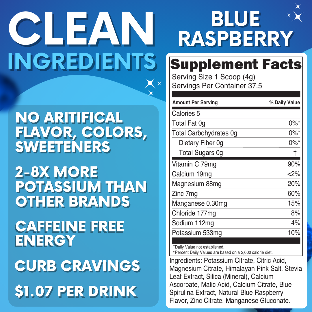 37 Servings, 5 Calories, Less than 0g of Carbs, 0g of sugar, 533mg of Potassium