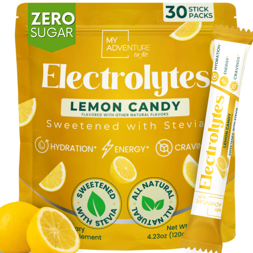 Lemon Candy Electrolytes Powder Stick Pack - 30 Servings - Zero Sugar - No Artificial Flavors, Colors or Sweeteners - 15 Sticks - 2-8X More Potassium - No Salty Taste - Refreshing Hydration - Caffeine Free Energy - Vegan, Keto & Paleo