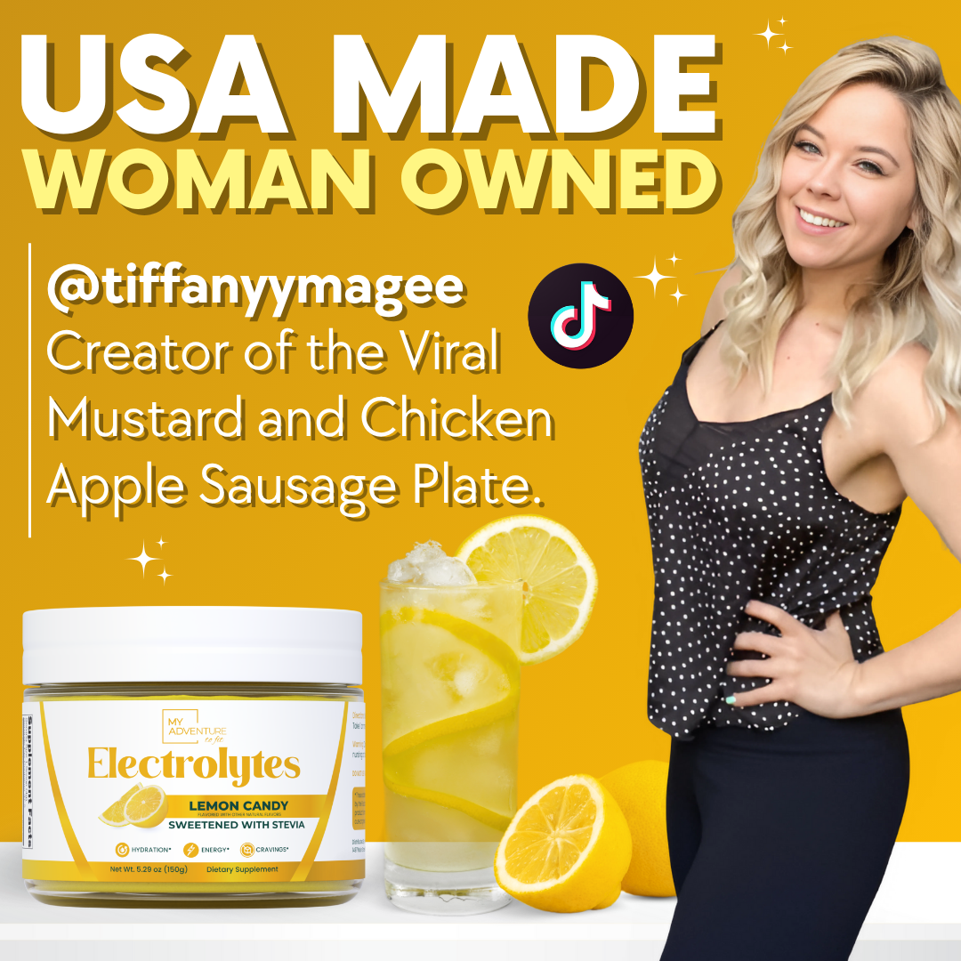 Lemon Electrolyte Drink Powder Mix My Adventure to Fit Tiffany Plate Tiktok Sugar Free Hydration Jar  made in the usa woman owned