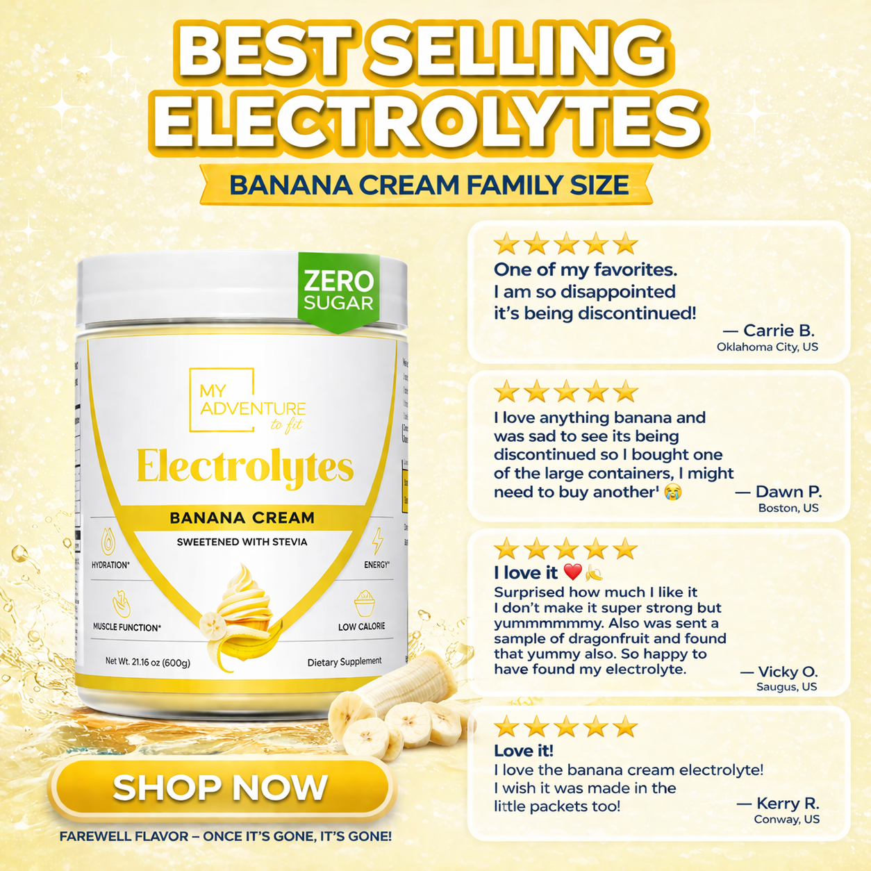 Electrolytes - Banana Cream - Family Size - Farewell Flavor