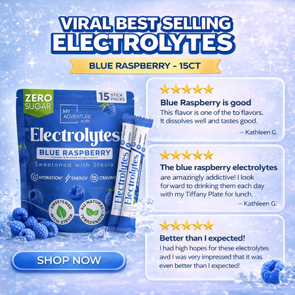 Blue Raspberry Electrolytes – 15 Ct. Stick Packs | Zero Sugar Hydration