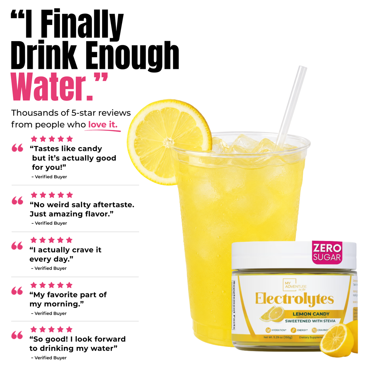 Lemon Candy Electrolytes - 37 Servings | Zero Sugar Hydration