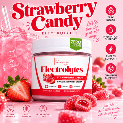 *limited edition* Strawberry Candy Electrolytes – 37 Serving Canister | Zero Sugar Hydration