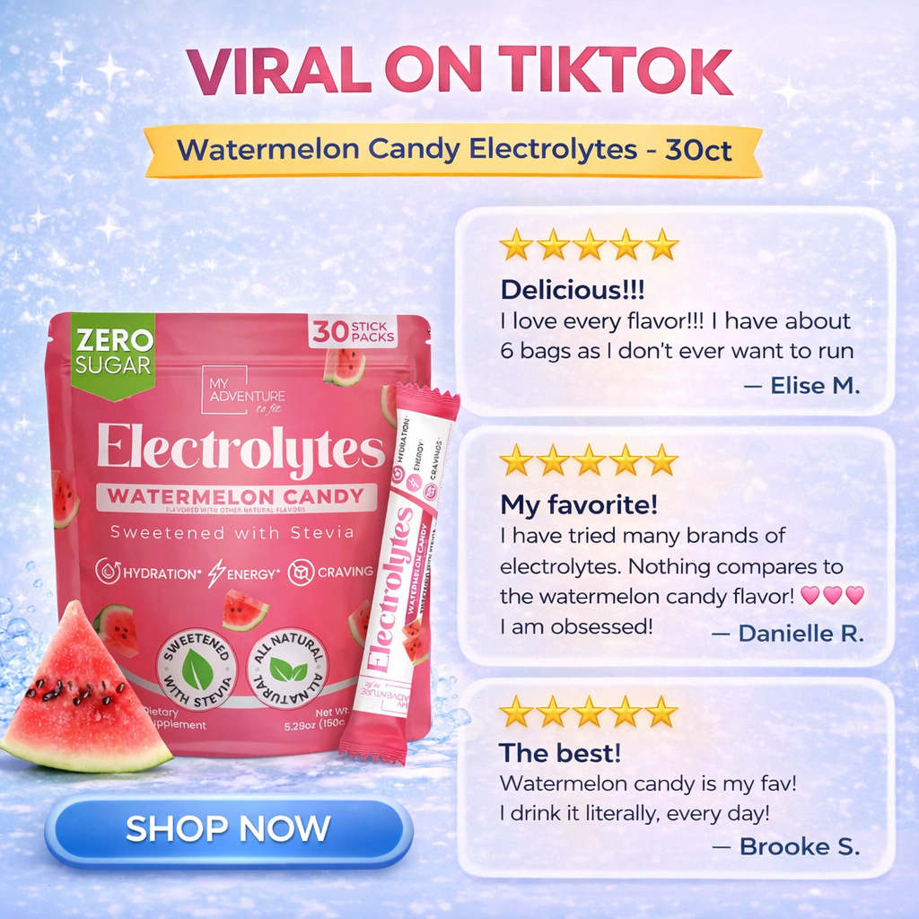 Watermelon Candy Electrolytes – Stick Packs 30 Ct | Zero Sugar Hydration